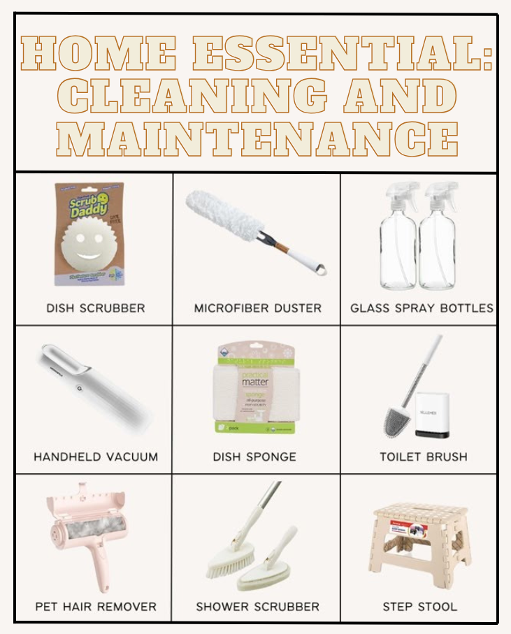 Cleaning and Maintenance: Basic living needs